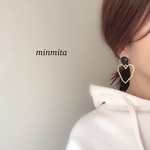 ✴︎再×10販売以上✴︎大人なオープンハートとレザー風カボションピアス※イヤリング変更可能