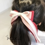 入学式、卒業式☆ カラフルなレイヤード　たらりんリボン🎀揺れるヘアゴム　ワインレッド　(11カラー、留め具変更可能)