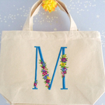 新色!!空色＊名前入りイニシャル刺繍バッグＳサイズ