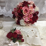 ブーケ＆ブートニア☆赤ピンクの薔薇ミックス