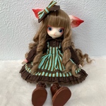 チョコミントなストライプワンピースセット<ミニキティ>