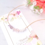 3種のサザレ天然石❤︎春色トリコロールのネックレス