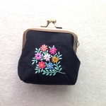 【再販×5】リネンと刺繍のカラフルフラワーのがま口  