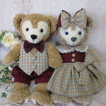 ＜現品のみ＞ダッフィー＆シェリーメイ(Sサイズ)＊ペアコスチューム＊ベージュチェック
