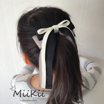 入学式、卒業式☆ カラフルなレイヤード　たらりんリボン🎀揺れるヘアゴム　グレー、ブラック　(11カラー、留め具変更可能)