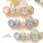 水辺とかすみ草×ユーフォルビアのアンティーク調バレッタ/ヘアクリップ/大きいバレッタ
