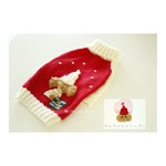 us＊様専用お買い物ページ　わんちゃんのワッペン　White cap knit red  (後ろ姿のわんちゃんセーター)