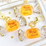 マーマレードキャンディのキーホルダー( marmalade candy charm/ スイーツデコ／フェイクスイーツ/フェイクフード/食品サンプル/飴/オレンジ/マーマレード)