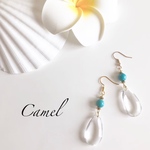 ターコイズ ×クリアしずくピアス／イヤリング