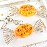 ハニーオレンジキャンディのキーホルダー( honey orange candy charm/ スイーツデコ／フェイクスイーツ/フェイクフード/食品サンプル/飴)