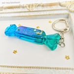 【アウトレット】青い月夜のキャンディキーホルダー(blue moon night candy charm/スイーツデコ/フェイクスイーツ/フェイクフード/食品サンプル/星/ブルー)