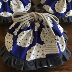 【オーダー品】お弁当袋　ブルー花柄フリル