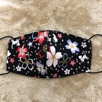 大人用マスク　３９ 布マスク　和風　桜柄　× 茶色　ドット　ハンドメイド
