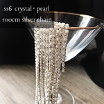 パール×クリスタルストーン ss6 ゴールド ガラスストーンチェーン　【エンドパーツ可】　クローズ 手芸 ロング ハンドメイド 素材 パーツ ものづくり DIY 上品 綺麗 かわいい