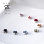 貼るピアス【シール10ペア付】一粒スワロフスキー5mm【台座 シルバー】1色ペア 痛くないイヤリング 金属アレルギー対応