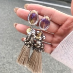 大ぶり×押し花×タッセルピアス