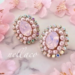 《 桜　キラキラ　ビジュー　春　ピンク 》ピアス　イヤリング