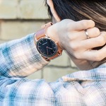 【シンプルがおしゃれ】腕時計 ＮＡＴＯベルト ブラック×ブラウン レディース メンズ レザー クリスマスプレセントに