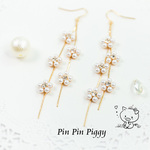 再販×10　ゆらゆら 　パールフラワー 　ピアス　