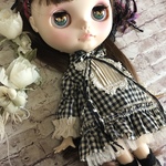 1412 黒チェックのミニワンピース Blythe ブライス アウトフィット