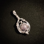 《ブラッドショットアイオライト》SILVER999ワイヤーアートネックレストップ039