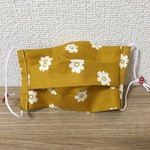 『かわいい茶色系のお花柄＆ドット柄』の大人用ハンドメイドマスク
