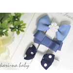【ドット×ブルーセット】ベビーヘアクリップ♡誕生日♡入学式♡ハーフバースデー♡結婚式♡記念日♡春♡入学式♡セレモニー♡イベント♡ベビーヘアクリップ ヘアピン 