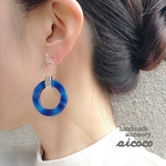 ブルーマーブルリング　シルバーイヤリング/ピアス
