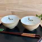 リーフ　ベージュ茶碗