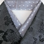 [新品]正絹絞り半衿（利休鼠色) 三つ折り縫い端始末