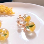 【受注製作】ミモザ ハーバリウムピアス