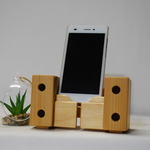 木製無電源スマホスピーカー(桧、クリア塗装）