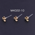 M4022-10  20個 樹脂ピアス ミツバチ 7×8mm クリア/ゴールド 2×【10ヶ】
