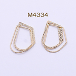 M4334 30個  チャームパーツ 2連不規則フレーム 1穴 ゴールド 3×【10ヶ】