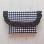 cookhiicoo様専用『フリルポーチ』BLACK×CHECK [M]