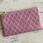マスクポーチ☆マスクケース　通帳ポーチにも☆モロッカン柄パープル　ポケット付き