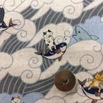【100×50】波乗り猫ちゃん　綿麻　生地
