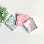 sale ガーゼミニハンカチ3枚セット(かすみ草、紫陽花柄)