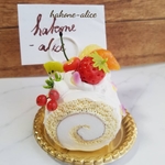 花舞うフルーツロールケーキのメモスタンド　フェイクスイーツ