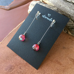 手作りガラス*。・ディープピンクのシンプルガラス イヤリング