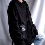 手描き　下弦の月トレーナー　men's