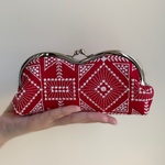 北欧刺繍　あか　めがねケース がま口 メガネ ペンケース 　レッド　 
