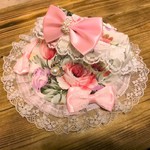 犬・猫の首輪　28～31　cocochanバンダナチョーカー　薔薇柄・プリンセス・クラシック・オフホワイト
