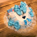 犬・猫の首輪　27～30　cocochanバンダナチョーカー　メイド・薔薇柄・花柄・ブルー・リボン