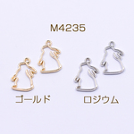 M4235-G   30個    レジン枠 チャーム ウサギ 1カン 15×21mm 3×【10ヶ】