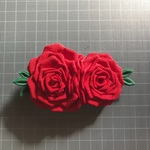 ふんわりバラのバレッタ☆深紅☆つまみ細工