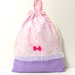 ハンドメイド ●巾着●体操着入●シューズケース●スワン♡ピンク♡ラベンダードット