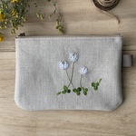 刺繍フラットポーチ｜white clover｜