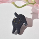 【人気！】黒猫のブローチ　全身タイプ　帯留めにも