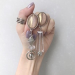 再販❤︎シルバーグレーオーバル×クリアレクタングルピアス/イヤリング＊P200302